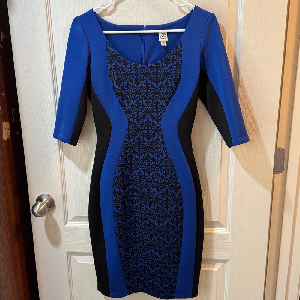 Signature by Sangria Blue and Black Dress